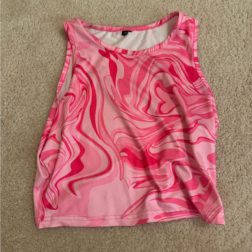 SHEIN Pink Graphic Sleeveless Tank Top